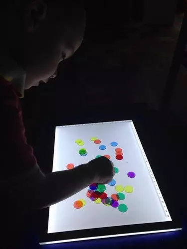 Our light box for mixing colours.